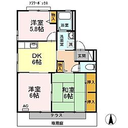 メゾンドヴェール和幸A 3DKの間取図画像