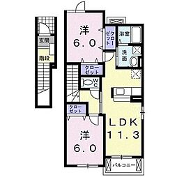 リスドールA 2LDKの間取図画像
