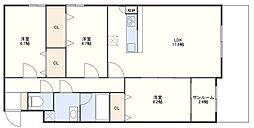 CHANTE大財 3LDKの間取図画像