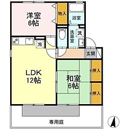 グランドール開成B 2LDKの間取図画像