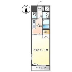 ピュアライブ2 1Kの間取図画像