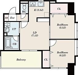 サムティ佐賀駅前Serena 2LDKの間取図画像