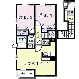 フランプロムナードB 2LDKの間取図画像