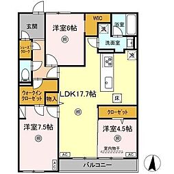 クインス ベル 3LDKの間取図画像