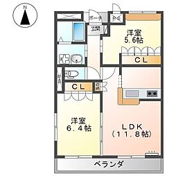 ピュアライヴ4 2LDKの間取図画像