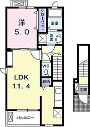 カーサ・ヴィオラ 1LDKの間取図画像