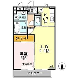 サンハウスC 1LDKの間取図画像