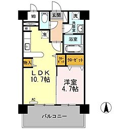 カンフォーラ松原 1LDKの間取図画像