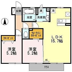 ペリドット12弐番館 2LDKの間取図画像
