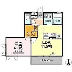 リアンジェル 1LDKの間取図画像