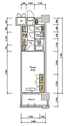 RJRプレシア佐賀 1Kの間取図画像