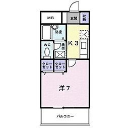 アクロス 1Kの間取図画像