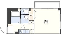 SUNパール駅前 1Kの間取図画像