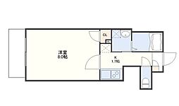 Forbis稲荷町 1Kの間取図画像