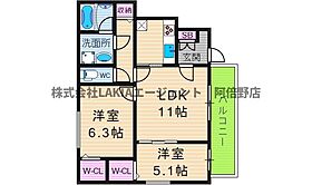 マメゾン阿倍野II  ｜ 大阪府大阪市阿倍野区王子町3丁目5-16（賃貸アパート2LDK・1階・52.75㎡） その2