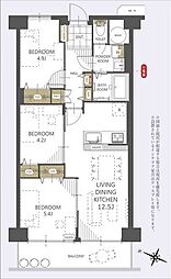 ウインザーハイム草加 3LDKの間取図画像