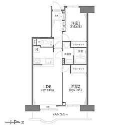 竹の塚ガーデンハウス 2LDKの間取図画像