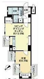 グリーンパーク第6五反野 1LDKの間取図画像