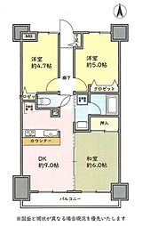 ナイスアーバン竹ノ塚 3DKの間取図画像