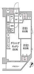 プロスタイルウェルス南千住メデイフィス 2DKの間取図画像