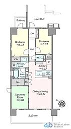 レーベンハイム北千住ウェルトゥーナ 3LDKの間取図画像