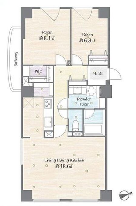 作業のしやすい壁付けタイプのシステムキッチン。各所に収納を設けており荷物が多い方も安心です。※2LDK+WIC (現況)と3LDK+WIC+CL有無どちらかお選び頂けます。