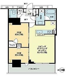 ルミナリータワー池袋 2LDKの間取図画像