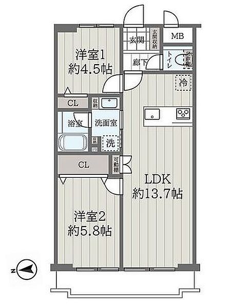 2LDK 間取り