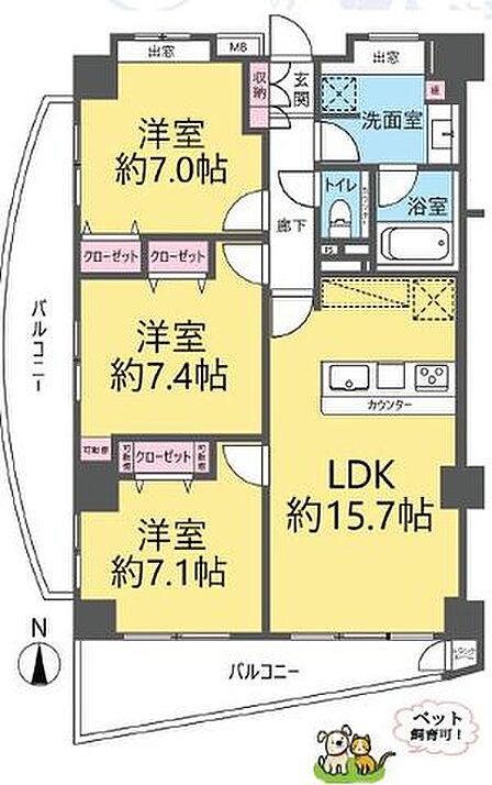 ◆角部屋×南・西向き2面バルコニー付きの3LDK◆令和8年9月中旬頃新規リノベーション完成予定