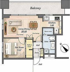 シティタワー池袋 1LDKの間取図画像