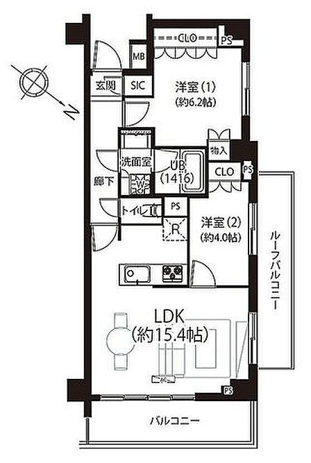 2面バルコニーで明るく風通しの良い室内。全居室収納完備で室内の荷物もすっきり片付きます。