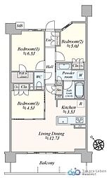 レーベン金沢WESFORT 3LDKの間取図画像