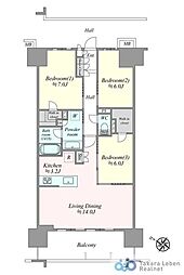レーベン高岡駅前THETOWER 3LDKの間取図画像