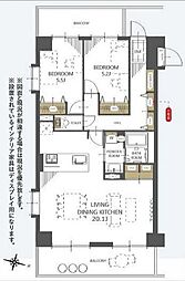 ダイアパレス雪見橋 2LDKの間取図画像