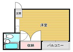 クロワートハイツ 1Kの間取図画像