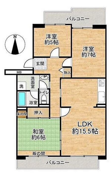 ■3LDK■専有面積81.77m2■バルコニー面積17.87m2