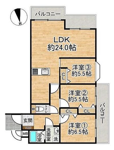 ■3LDK■専有面積82.40m2■バルコニー面積15.59m2