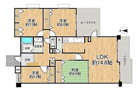 ◆4LDK◆専有面積107.36m2◆バルコニー面積17.47m2