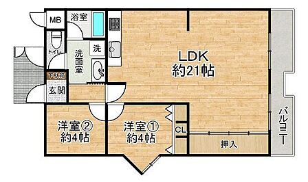 ■2LDK■専有面積63.44m2■バルコニー面積4.08m2