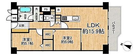 ◆2LDK◆専有面積61.60m2◆バルコニー面積7.00m2