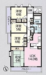 シャレール新座 3LDKの間取図画像