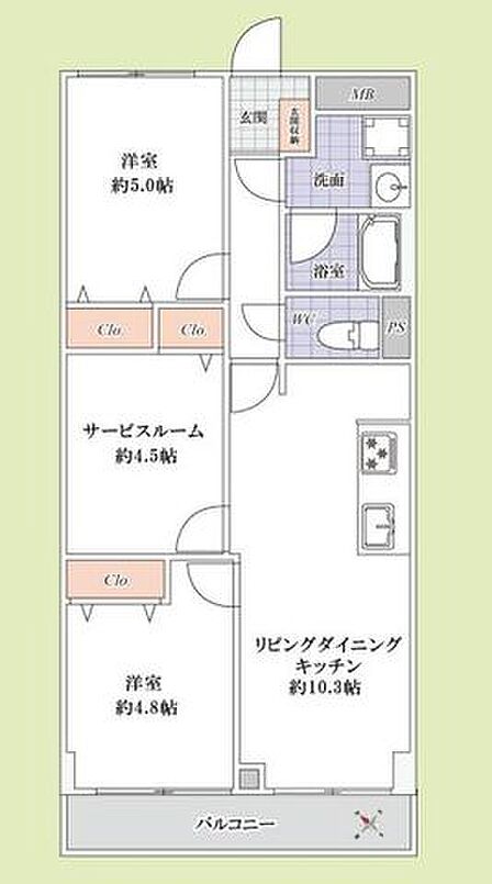 南西向きの明るさを活かした、バランスの良い2SLDKの間取り。2026年10月リノベーション完成予定!室内を一新し、快適な暮らしが叶います。