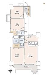 東急ドエルコンセールタワー所沢 3LDKの間取図画像