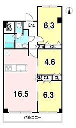 阪急東茨木白川高層住宅8号棟 3LDKの間取図画像
