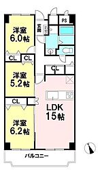 ローレルハイツ茨木1号棟 3LDKの間取図画像
