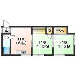 杉岡アパート 2DKの間取図画像