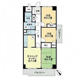 ツインパレスK 3DKの間取図画像
