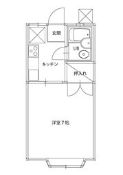 館202 1Kの間取図画像