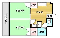 グランディール門田屋敷 2DKの間取図画像