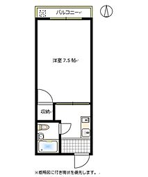 プレアール東古松 1Kの間取図画像